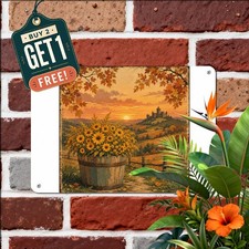 Autumn Castle Tower Landscape Sign Pastoral European Valley Metal Tin Plaque picture