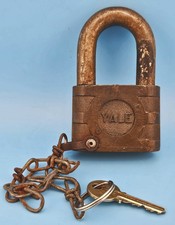 Vtg Yale Heavy Brass Padlock with Original Key Works  picture
