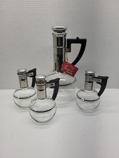 Vintage Inland Glass Coffee Carafe & Carafettes (3) Mid Century + Original Box picture
