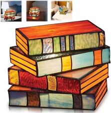 Stained Glass Stacked Books Lamp, Stained Glass Table Lamp Vergissim Book Light picture
