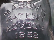 Rare clear 1 qt. Mason's Patent Nov. 30th 1858 canning jar Fancy M Square O's picture