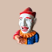 Almost Antique Cast Iron Clown Humpty Dumpty Coin Bank W/ Moving Mechanical Arm  picture