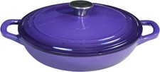 3QT Enameled Cast Iron Braiser Pan w/ Lid Dutch Oven Purple picture