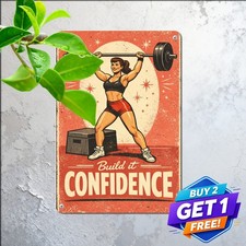 Strong Woman Fitness Bodybuilding Vintage Tin Sign Gym Motivational Poster picture