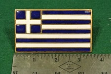 VINTAGE ENAMEL Brass AUTOMOBILE CAR RADIATOR BADGE GREEK FLAG GREECE picture