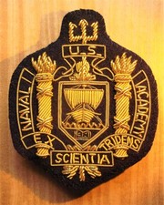 GEMSCO NOS WIRE BULLION PATCH USN NAVAL ACADEMY TRIDENT PIN USA - ORIGINAL 1980 picture
