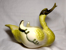Hull Pottery Charteuse Green Swan Trinket Dish Centerpiece # 69 ~ Vintage USA picture