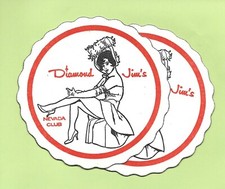 2 1960s Diamond Jim's Nevada Club Casino Las Vegas Cocktail Drink Coaster NOS Vt picture