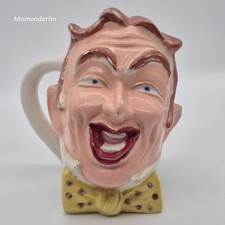 Vintage Laughing Man Face Character Jug Red Hair Yellow Polka Dot Bow Tie picture