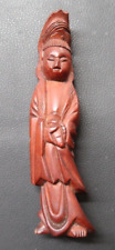 VINTAGE CARVED WOODEN CHINESE ASIAN FEMALE FIGURINE BUDDHA GODDESS 1 picture