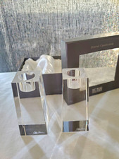 Vintage Oleg Cassini Signed Crystal Candlestick Holders - Pair with Original Box picture
