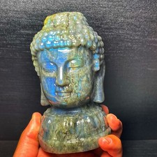 TOP 1800G Natural Polished labradorite Hand carved Buddha statues Healing L237 picture