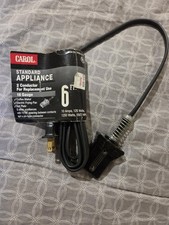 Vintage Carol Cable Co Standard Appliance Plug 6 Foot - 18/2HPN Cat #04636-60-01 picture