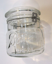 Old 1890s Ball Ideal Mini Midget Clear Glass Antique Canning Jar Half Pint #9 picture