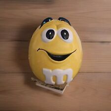 Vintage Yellow  M & M Cookie Candy Jar Canister With Lid Ceramic picture