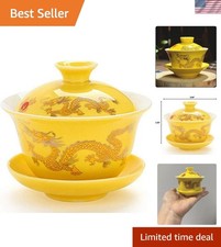 Elegant Dragon Pattern Ceramic Teacup Set - 120ml Gaiwan for Tea Ceremonies picture