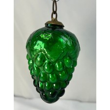 Antique 1800s German Kugel Green Grape Cluster Glass Christmas Ornament 4