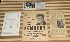 Original John F. Kennedy Lot  1960 Hartland Campaign Flyer, WW2 Article, Eulogy picture