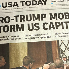 Pro-Trump Mob Storm US Capitol Front Page - USA Today January 7 2021 Newspaper picture