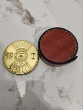 100 Years Brass Calendar Paperweight With Leather Box Antique Desk Decor Gift picture
