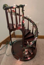 Byers Choice Caroler Wooden Spiral Staircase Display Stand 24” Tall, Mahogany picture