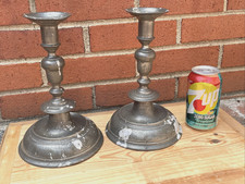 18th C Pair Birch & Villiers Pewter Antique Candlesticks Candle Holders Georgian picture