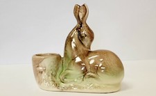 MCM Deer Planter Vtg Forest Laying Doe Fawn Carmark Midcentury  picture