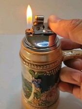 Vintage Gerz Gerzit West Germany Mini Beer Stein Table Lighter Alpine Relief picture