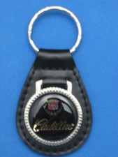 CADILLAC BLACK LEATHER KEYRING KEYFOB #004 picture