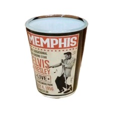 Elvis Presley Memphis Printed Glass Shot Glass Live at Russwood Park July 4 1956 picture