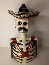 SKELLY by Los Azulejos Tequila Glazed Pottery Skeleton Decanter Empty Bottle picture