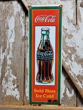 VINTAGE COCA COLA PORCELAIN SIGN OLD COKE BEVERAGE DISPLAY SODA DRINK SOLD HERE picture