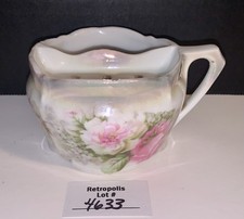 Antique Porcelain Shaving Mug Scuttle Pink White Floral Victorian Vintage picture