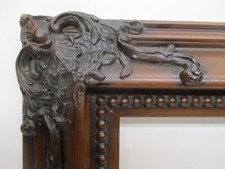 Vtg Wide~Wood~Baroque~Ornate~Beaded Brown & Black Picture Frame Fits 8