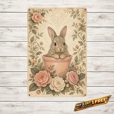 Charming Bunny Iron Wall Art Vintage Rabbit Metal Plaque picture