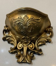 Vtg 1978 Homco Gold Plastic Wall Pocket Shelf Resin Planter Hollywood Regency picture