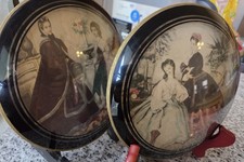 Vintage Mid-Century Convex Bubble Glass Victorian Fashion Art Prints - Pair 6