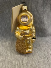 Vintage Patricia Breen Gold 'Santa Dan' diver Xmas Holiday Ornament- Handpainted picture