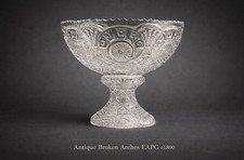 Antique Broken Arches Punch Bowl  w/ Origi. Pedestal EAPG Adams c1890 12