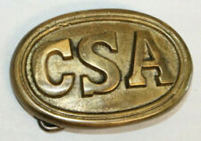 Antique Style Military Civil War Confederate CSA Belt Buckle Oval SOLID Brass  picture