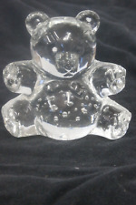 Vintage Lead Crystal Bear Paper Weight Control Bubbles picture
