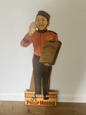 Vintage Philip Morris Cigarettes Cardboard Standee Sign Johnny Bellboy 43