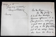 MARGARET DELAND - HANDWRITTEN & SIGNED INVITATION TO A 