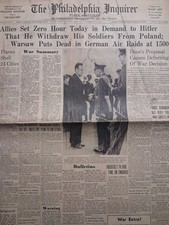 1939 THE PHILADELPHIA INQUIRER Sept 3 POLAND INVASION  picture