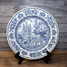 Wedgwood Yale University Blue Wrexham Tower Memorial Quadrangle Dinner Plate picture