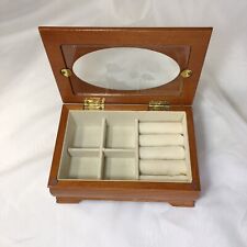 Vintage Wooden Jewelry Box, Etched Glass ❤️ picture