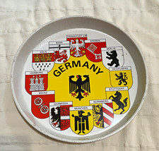 Vintage Germany Souvenir Tray Round Metal Coat of Arms City Crests Design picture
