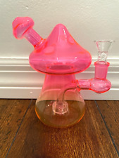 6” Premium Glass Water Pipe Neon Pink/Orange Mushroom 14mm picture
