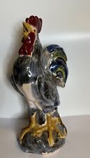 Vintage Majolica Hand-Painted Ceramic Rooster 12in picture