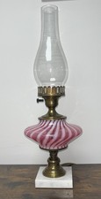 Vintage Fenton Cranberry Opalescent Swirl Lamp Chimney 16” Tall picture